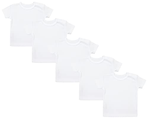 TupTam Baby Jungen Kurzarm T-Shirt mit Aufdruck Sterne Streifen 5er Set, Farbe: Weiß, Größe: 92