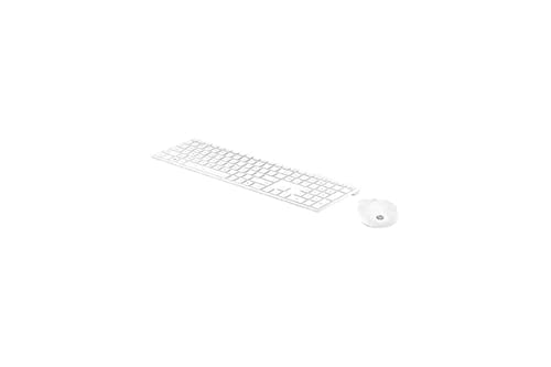 HP Pavilion 800 - Kabelloses Tastatur- und Mauspaket (schlanke, stilisierte, optimierte Tasten, LED-Anzeigeleuchte), spanische Tastatur, Weiß