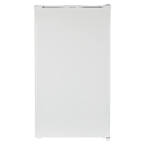 MEDION Kühlschrank mit Eiswürfelfach (93L Gesamt-Nutzinhalt 83L Kühlteil 10L Eiswürfelfach, transparente Gemüseschublade, freistehend, wechselbarer Türanschlag, höhenverstellbare Füße, MD37305)