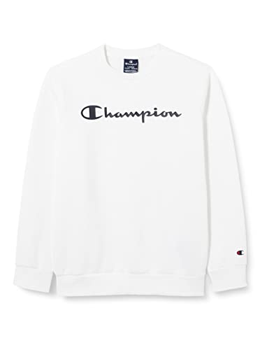 Champion Jungen Legacy- Classic Logo Crewneck Pullover, Weiß, 13-14 Jahre