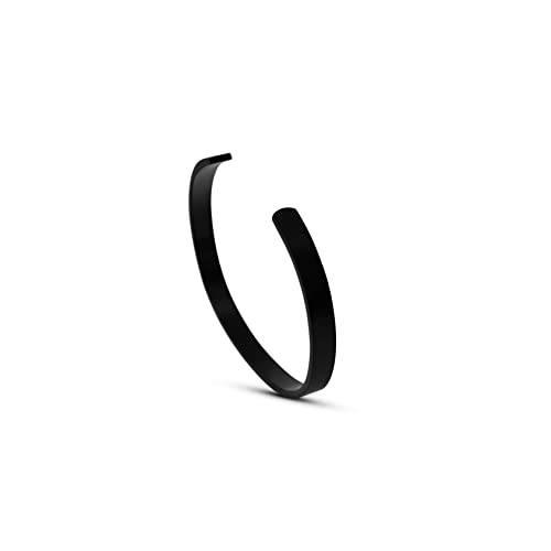 Herren-Armreif Edelstahl Modisch Fashion Armband aus massivem 316L Stahl robust größenverstellbare Armspange | minimalistischer Männer-Schmuck aus Deutschland (Schwarz, Edelstahl poliert)