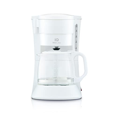 iQ Smart Kaffeemaschine CM-150-0,6l 550W Kaffeemaschine für 6 Tassen - Kompakt - Kaffeemaschine mit Kontrollleuchte und Tropfstopp - Herausnehmbarer, abwaschbarer Filter - Weiß