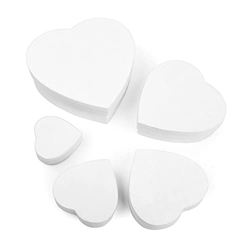 ewtshop® Kraftpapierboxen in Herzform, 5 Stück, weiß, 5 Verschiedene Größen, Kraftpapier-Schatullen-Set