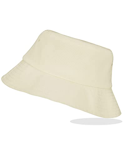 LIVACASA Sonnenhut Fischerhut Damen Sommer Faltbar Hut UV Schutz Amtungsaktiv Schirmmütze Herren Kappe für Freizeit Beige