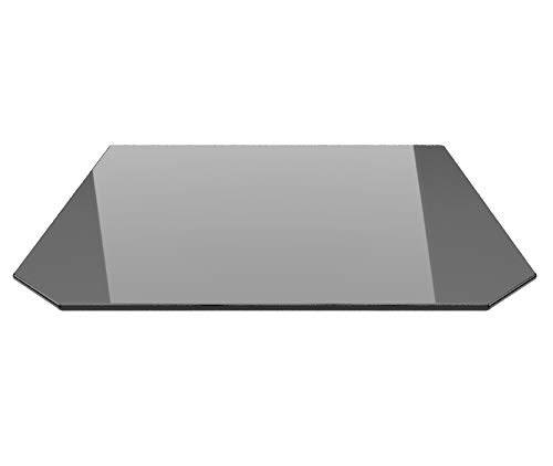 Sechseck 100x110cm Glas schwarz - Funkenschutzplatte Kaminbodenplatte Glasplatte f. Kaminofen (Schwarz SE100x110cm - mit Silikon-Dichtung)