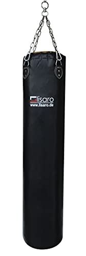 Lisaro Profi Boxsack/Sandsack 120cm | geeig. für Jede Sportart | Ca. 35-38 kg | gefüllt | inkl. Vierpunkt - Stahlkette | Material Kunstleder (Vinyl) | Studioqualität
