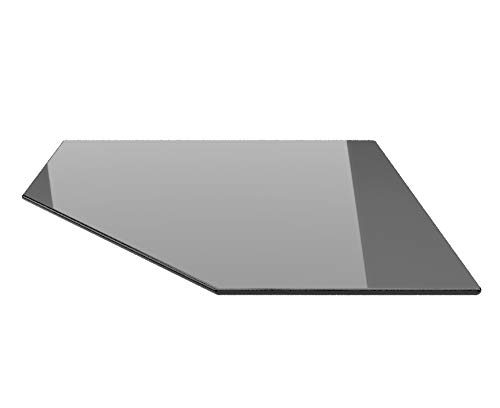 Fünfeck 110x110cm Glas schwarz - Funkenschutzplatte Kaminbodenplatte Glasplatte f. Kaminofen (Schwarz FE110x110cm - mit Silikon-Dichtung)