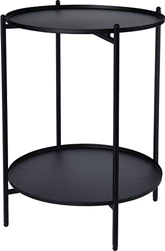Metall Beistelltisch schwarz 50x35 cm - 2 Ablagen/klappbar - Couchtisch Sofatisch Tisch