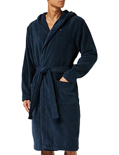 Tommy Hilfiger Herren Icon hooded bathrobe Bademantel, Blau (NAVY BLAZER-PT 416), L