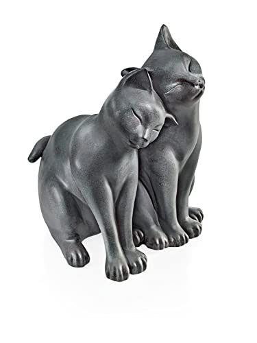 Weltbild Katzenpaar Figur aus Kunststein anthrazit - Katzen Deko Figur 21 cm hoch aus wetterfestem Kunststein als Garten Deko oder Wohnungs Deko