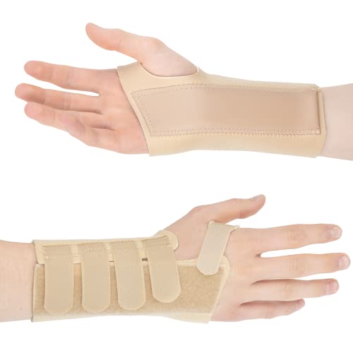Actesso Neopren Handgelenkschiene - Karpaltunnel Schiene für Handgelenkschmerzen, Karpaltunnelsyndrom, Zerrungen, Handgelenkfrakturen und Arthritis (M, Beige Rechts)