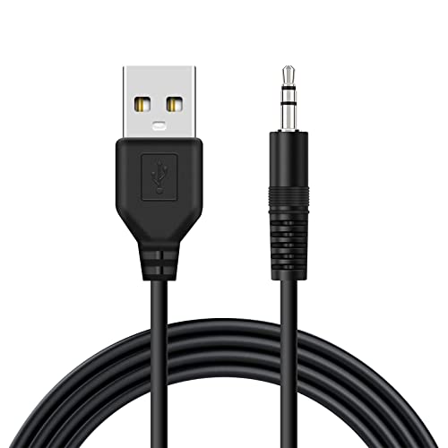 USB Klinke Kabel 3,5mm, Aux Audio Buchsenkabel auf USB 2.0-Stecker Daten Synchronisierungs und Ladekabel, für MP3/MP4-Player, Videorekorder, Taschenlautsprecher(Schwarz)