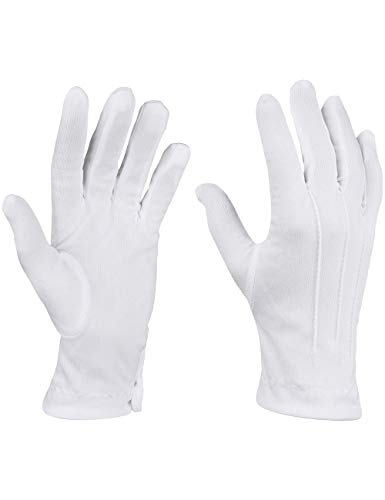 Balinco Weiße Handschuhe in Einheitsgröße mit Druckknopf und Biesen