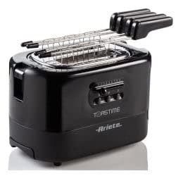 Ariete 159 Toastime Toaster 2 Scheiben mit Zange mit Auftau- und Aufwärmfunktion, 700 W, Edelstahl, Schwarz