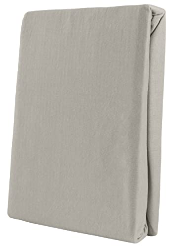Leonado Vicent - Classic Spannbettlaken Bettlaken 100% Baumwolle Jersey Spannbetttuch in vielen Farben & Größen MARKENQUALITÄT ÖKO TEX Standard 100 (140 x 200 cm - 160 x 200 cm, Grau)