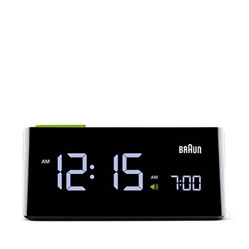Braun Digitaler Wecker mit LC-Display, Touchpad für die Schlummerfunktion, Schnelleinstellfunktion, 4 Helligkeitstufen, Alarmfunktion, in Schwarz, Modell BNC016BKUK
