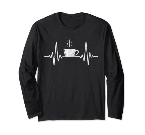 Lustiges Herzschlag Kaffee Shirt Kaffeetasse Frequenz Langarmshirt