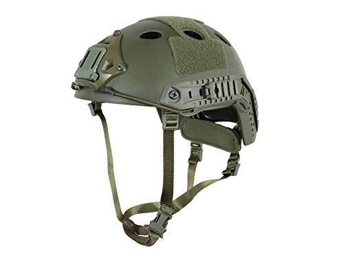 BEGADI Basic 'Parajumper Fast' Combat Helm, für Airsoft, mit umfangreichem Zubehör - Olive -