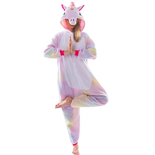 Spooktacular Creations Unisex Erwachsene Pyjama Schlafanzug, Plüsch Damen Herren Onesie Jumpsuit Einhorn Tier Kostüm Halloween Karneval Kostüm (Large)