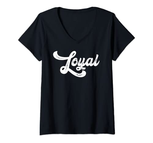 Damen Loyal - Script T-Shirt mit V-Ausschnitt