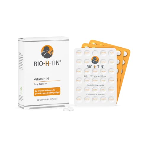 BIO-H-TIN Vitamin H 5 mg (Biotin) für gesunde Haare & Nägel, 90 Tabletten für 6 Monate