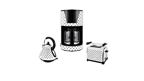 Efbe-Schott Frühstücksset Edelstahl 3-teilig Kaffeemaschine, Toaster und Wasserkocher weiß/schwarz gepunktet NEU* 36345