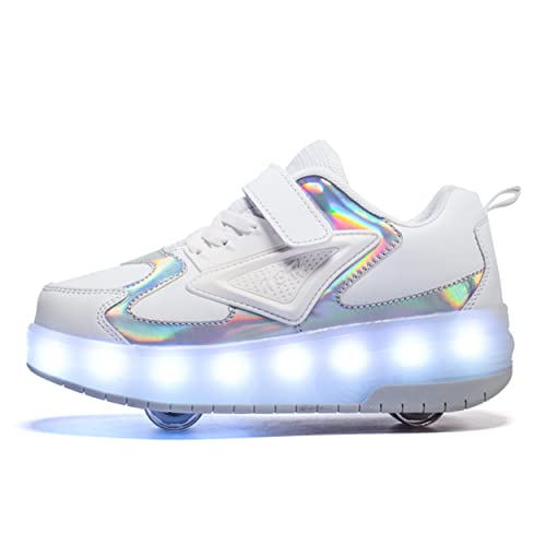 Heelystong Junge Mädchen Schuhe Kinderschuhe mit Rollen LED Leuchtend Schuhe Kann durch USB-Aufladung Ultraleicht Outdoor Sportschuhe Blinkschuhe Skateboardschuhe Gymnastik Sneaker…