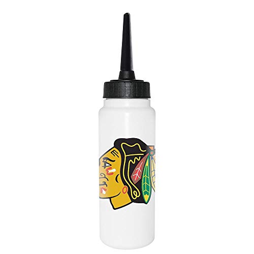 Sherwood NHL Trinkflasche 1000 ml, Chicago Blackhawks, Eishockey Trinkflasche, Sportflasche mit NHL Club Logo, biegsamer Silikon-Trinkhalm