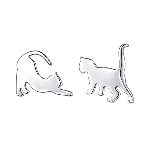 925 Sterling Silber Tier Katze Ohrstecker Ohrringe für Damen Frauen Mädchen Katzen Schmuck Geschenk