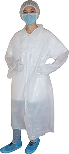 Medi-Inn PE-Besuchermantel mit Druckknöpfen und Hemdkragen (1 Stück, weiß)