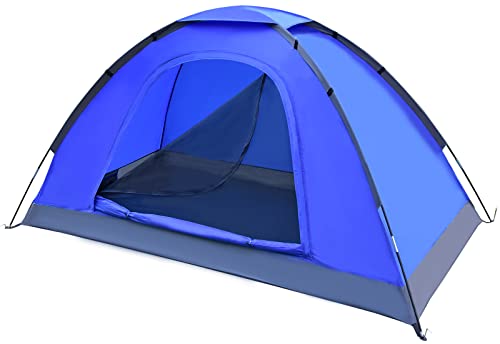 Camping Zelt 1 Personen, HAOYAO Leicht Kuppel Campingzelt Rucksackzelt mit Anti Moskito Klarsicht Fenster Bildschirm 3000 mm Wasserdicht, Doppelschicht, Einfache Installation für Outdoor Wandern