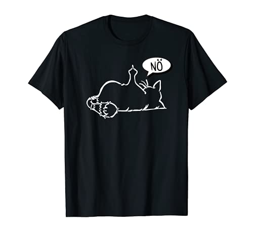faule lustige Katze zeigt Stinkefinger - NÖ - schwarze Katze T-Shirt