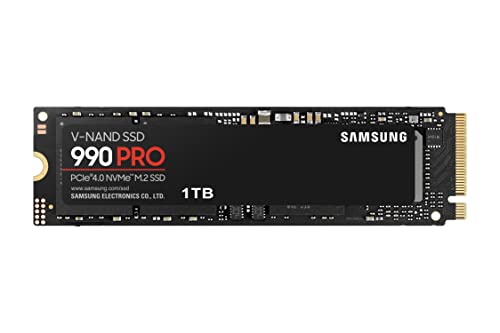 Samsung 990 PRO M.2 NVMe SSD (MZ-V9P1T0BW), 1 TB, PCIe 4.0, 7.450 MB/s Lesen, 6.900 MB/s Schreiben, Internes Solid State Drive, für Gaming und Videobearbeitung, Schwarz