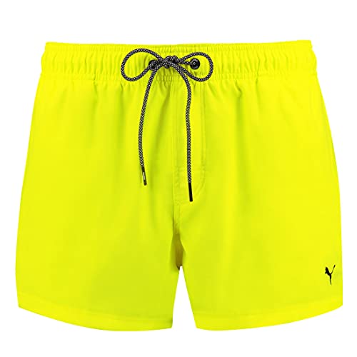 PUMA Herren Badehose Badeshorts Logo Short Length Swim Shorts, Farbe:Neongelb, Bekleidungsgröße:L