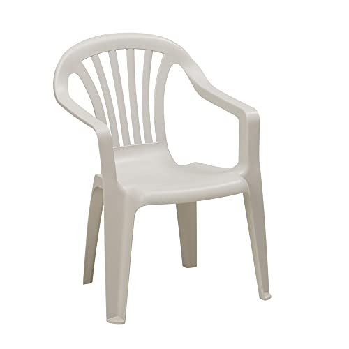 KHG Kinderstuhl mit Armlehne in Weiß, Gartenstuhl, Sessel für Kinder mit 27 cm Sitzhöhe | aus Kunststoff stapelbar, kippsicher, wetterbeständig | Sitzgelegenheit für Innen- und Außenbereich