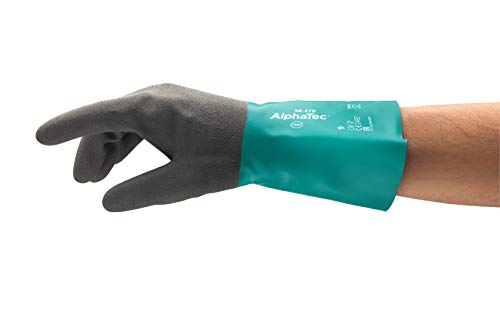 Ansell AlphaTec 58-270 Nitril-Handschuhe, Chemikalien- und Flüssigkeitsschutz, Grün, Größe 9 (12 Paar)