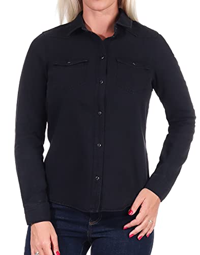 VERO MODA Damen Jeanshemd VMMaria Shirt in Denim-Optik 10209106 Black XL