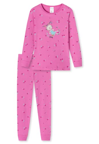 Schiesser Mädchen Schlafanzug lang – Einhorn, Sterne, Dots, Waldmotive und Hexen – Organic Cotton Pyjamaset, Rosa (II), 92