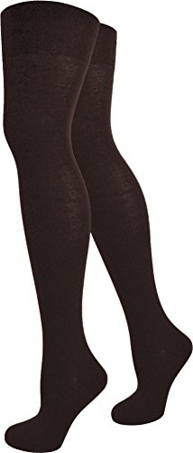 normani Damen Overknees Geringelt Baumwolle mit Elasthan Uni oder Ringel Farbe Braun/Uni