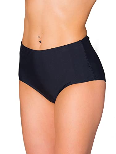 Aquarti Damen Bikinihose mit Hohem Bund, Farbe: Schwarz, Größe: 44
