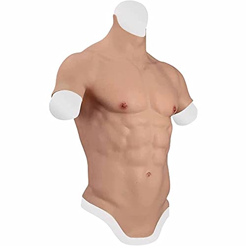 ZWSM Realistischer gefälschter Muskel-halber Körper-Silikon-männlicher Bauchmuskel für Brustpanzer-männlicher Former stärkere Requisiten,Tan Color,1Small