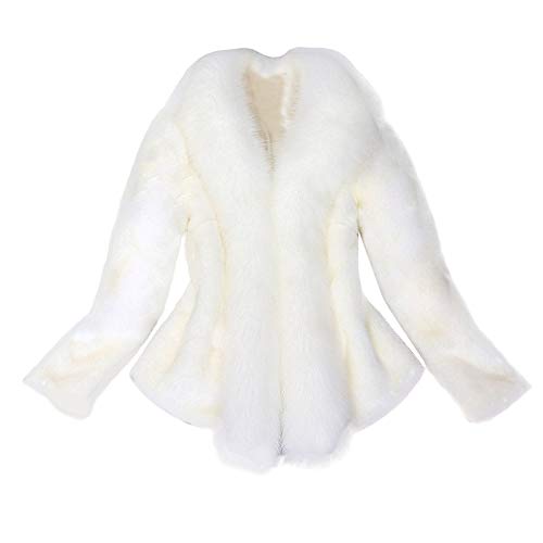 Lulupi Damen Winter Felljacke Kunstfell Fellkragen Jacke Cardigan Frauen Elegant Pelz Kurzjacke Pelzmantel Winterjacke Mantel Coats