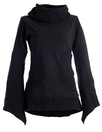Vishes - Alternative Bekleidung - Warmer Damen Langarm Pullover aus Baumwolle Schalkragen gestrickt schwarz 36