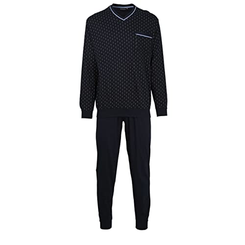 Götzburg Herren Nachtwäsche Zweiteiliger Schlafanzug, Pyjama lang, aus Baumwolle, Bedruckt, mit Bündchen, Bedruckt, mit Bündchen 48