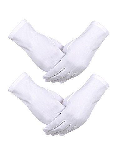 Sumind 2 Pairs Nylon Cotton Gloves White Uniform Gloves Tuxedo Gloves Formal Police Gloves Guard Parade Glove
