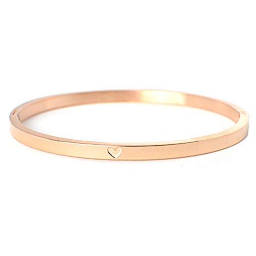 Herz Armreif Rosegold Selfmade Jewelry ® – Armband aus Stainless Steel mit Herz Gravur Armschmuck Damen Mädchen Inkl. Schmuckbox (Rosegold)