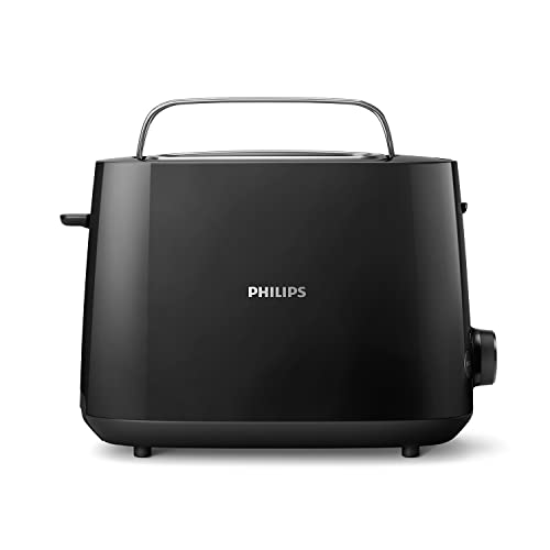 Philips Toaster – 2 Toastschlitze, 8 Stufen, Brötchenaufsatz, Auftaufunktion, Liftfunktion, Abschaltautomatik, schwarz (HD2581/90)