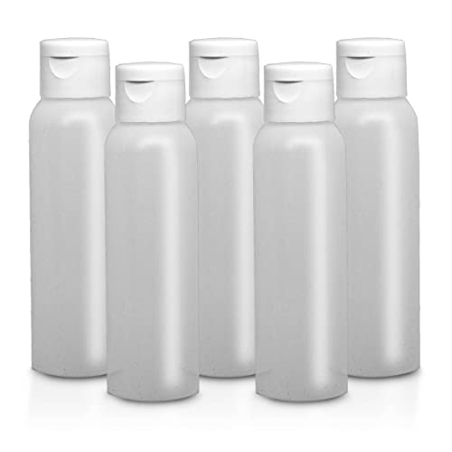 Kunz Packaging Reiseflaschen zum befüllen – Leere 100 ml Flaschen mit Flip Cap – transparente Spender Abfüllflaschen aus Kunststoff - 5 Stück Set
