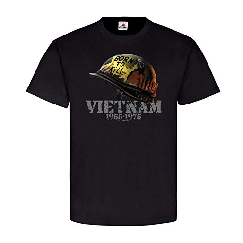 Born to Kill Vietnam Südvietnam Helm Full Metal Jacket Gedenken T Shirt #20647, Größe:XXL, Farbe:Schwarz