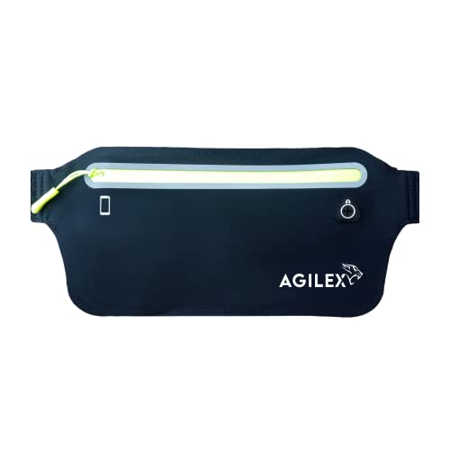 AGILEX Laufgürtel für Handy - Lauftasche Jogging, Sportgürtel, Hüfttasche, Running Belt zum Joggen, Sport, Fitness, Laufen - passend für alle Smartphones (Black)